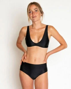Brasilia High Waist Bikini Bottom - Black -The Sea Wear Store Brasilia Black Bikini Swim Suit Sun Protection 14