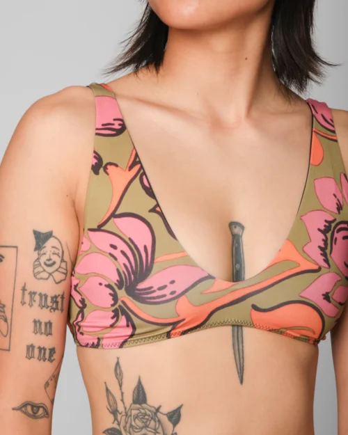 Brasilia Reversible Bikini Top - Freya -The Sea Wear Store Brasilia Freya Multicolor Black Floral Pattern Reversible Bikini Swim Suit Sun Protection 5