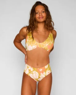 Brasilia Reversible Bikini Top - Jani -The Sea Wear Store Brasilia Jani Multicolor Orange Floral Pattern Reversible Bikini Swim Suit Sun Protection 9