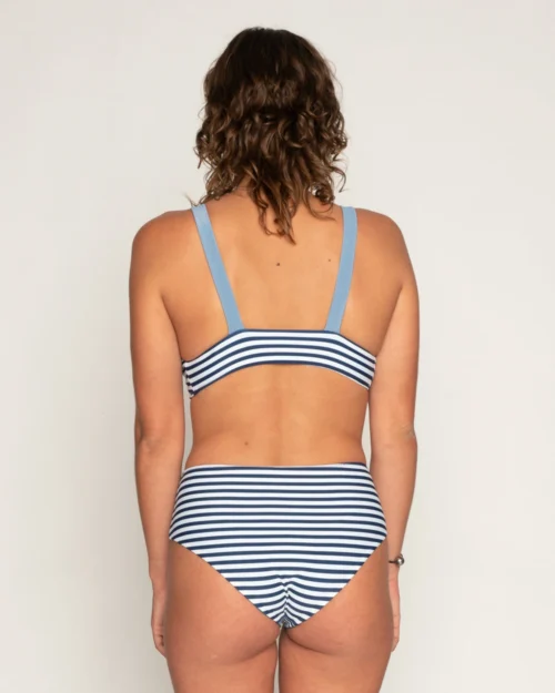 Brasilia Reversible Bikini Bottom - Navy Stripe -The Sea Wear Store Brasilia Navy Stripe Blue White Striped Pattern Reversible Bikini Swim Suit Sun Protection 36