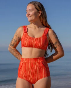 Georgia High Waist Bikini Bottom - Cherry Rib -The Sea Wear Store SEEA Georgia TopBottom CherryRib 4x5 2